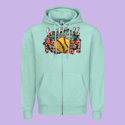 Softball Mom Zipper Hoodie Designed By Bettercallsaul