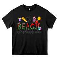 Black the beach is my happy place Heavy Core Tee - CowhideDigitalArt