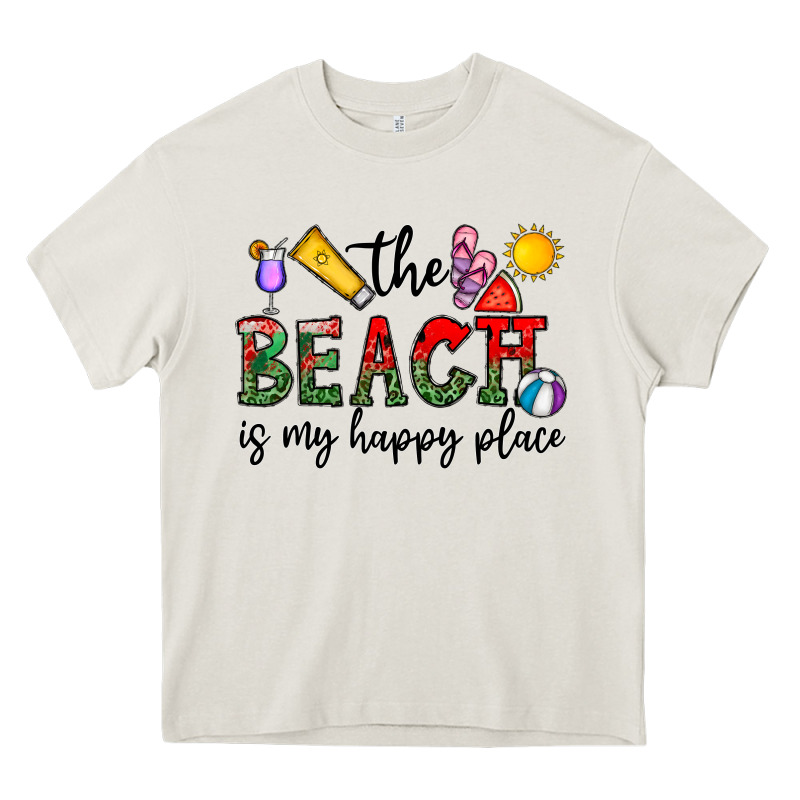 The Beach Is My Happy Place Heavy Core Tee by CowhideDigitalArt | Teevron
