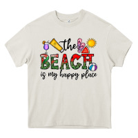 Cream the beach is my happy place Heavy Core Tee - CowhideDigitalArt