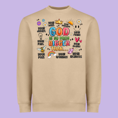 God Is So Much Bigger Than... Heavyweight Sweatshirt Designed By Maliassmallbusiness