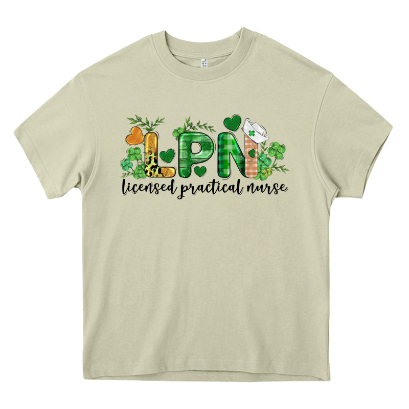 St. Patricks Day Registered Nurse Lpn Heart Heavy Core Tee by BarkalooDesign | Teevron