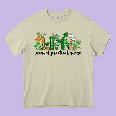 St. Patricks Day Registered Nurse Lpn Heart Heavy Core Tee Designed By Barkaloodesign