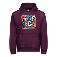 Mauve Wine America with lightning bolt 4th of july Urban Hoodie - FaDigitalArtStudio