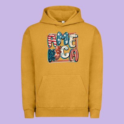 America With Lightning Bolt 4th Of July Urban Hoodie Designed By Fadigitalartstudio