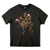 Asphalt Christmas deer and skeletons Heavy Core Tee - FaDigitalArtStudio