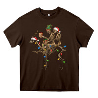 Chocolate Brown Christmas deer and skeletons Heavy Core Tee - FaDigitalArtStudio