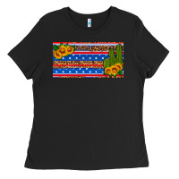 Black usa sunflower and cactus license plate Ladies Tee - HRA Design Shop