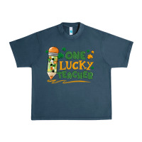 Midnight Navy one lucky teacher Urban Heavy Tee - MaliasSmallBusiness