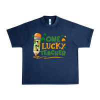 Navy one lucky teacher Urban Heavy Tee - MaliasSmallBusiness