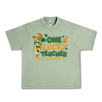 Oil Green one lucky teacher Urban Heavy Tee - MaliasSmallBusiness