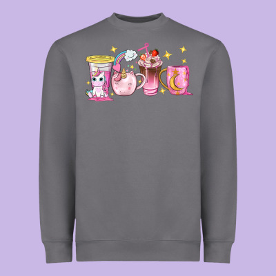 Unicorn Coffee Cups Heavyweight Sweatshirt Designed By Nancycooperartshop