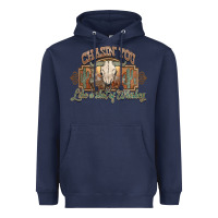 Navy Chasin you like a shot of whiskey bull skull Heavyweight Hoodie - HowdyJamesFarm
