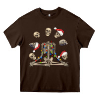 Chocolate Brown christmas human skeleton and skulls Heavy Core Tee - FaDigitalArtStudio