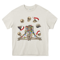 Cream christmas human skeleton and skulls Heavy Core Tee - FaDigitalArtStudio