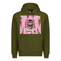 Army Green skull mom pink glitter with daisy Premium Hoodie - TumblerDesignByShophia
