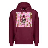 Burgundy skull mom pink glitter with daisy Premium Hoodie - TumblerDesignByShophia