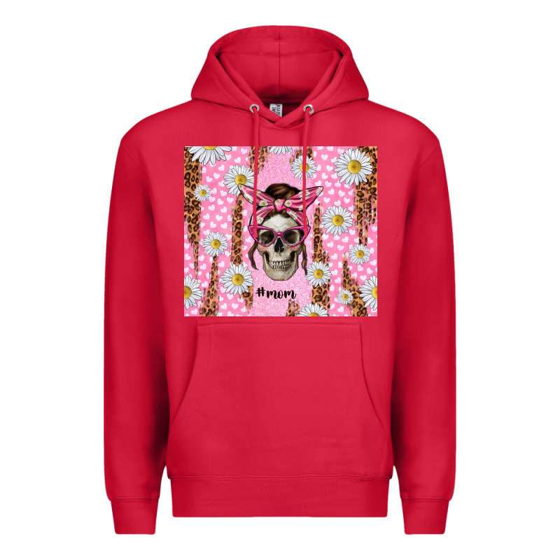 Skull Mom Pink Glitter With Daisy Premium Hoodie by TumblerDesignByShophia | Teevron