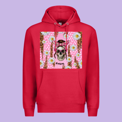 Skull Mom Pink Glitter With Daisy Premium Hoodie Designed By Tumblerdesignbyshophia