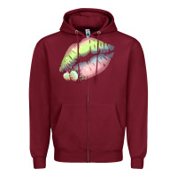 Burgundy Pastel Color Easter Lips Zipper Hoodie - Bettercallsaul
