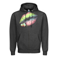 Charcoal Heather Pastel Color Easter Lips Zipper Hoodie - Bettercallsaul
