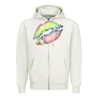 Oatmeal Heather Pastel Color Easter Lips Zipper Hoodie - Bettercallsaul