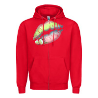 Red Pastel Color Easter Lips Zipper Hoodie - Bettercallsaul