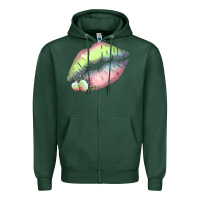 Sports Green Pastel Color Easter Lips Zipper Hoodie - Bettercallsaul