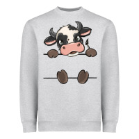 Heather Grey custom cow Heavyweight Sweatshirt - MaliasSmallBusiness
