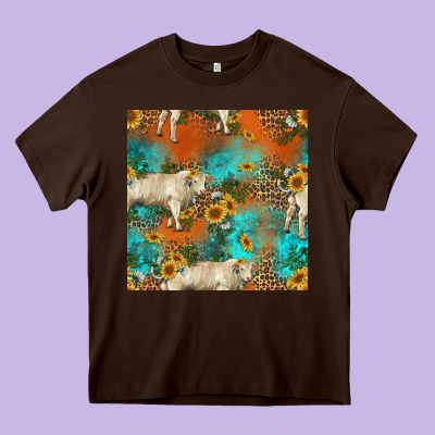 Western Charolais Cow Seamless Pattern Heavy Core Tee Designed By Hra Design Shop
