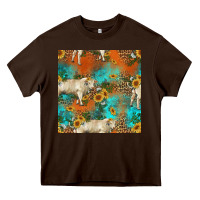 Chocolate Brown western charolais cow seamless pattern Heavy Core Tee - HRA Design Shop