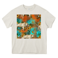 Cream western charolais cow seamless pattern Heavy Core Tee - HRA Design Shop