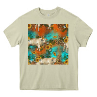 Mossy western charolais cow seamless pattern Heavy Core Tee - HRA Design Shop