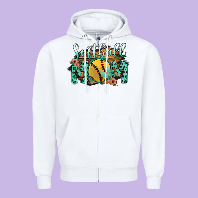 Softball Mom Zipper Hoodie Designed By Bettercallsaul