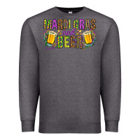 Charcoal Heather Mardi Gras and beer Premium Sweatshirt - HowdyJamesFarm