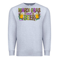 Heather Grey Mardi Gras and beer Premium Sweatshirt - HowdyJamesFarm