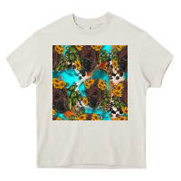 Cream western bison and sunflowers seamless pattern Heavy Core Tee - HRA Design Shop