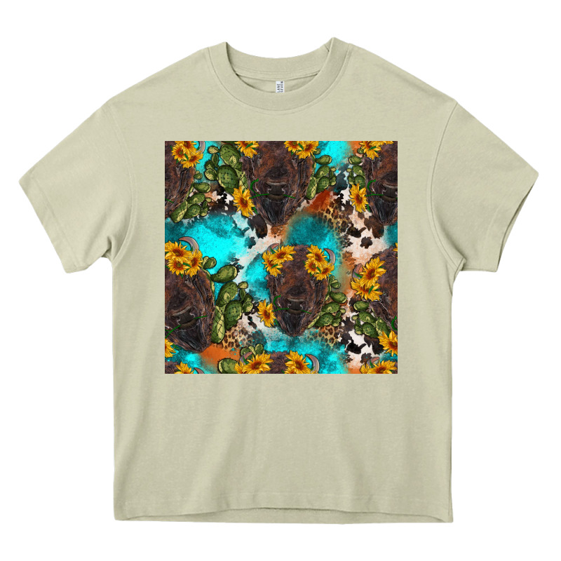 Western Bison And Sunflowers Seamless Pattern Heavy Core Tee by HRA Design Shop | Teevron