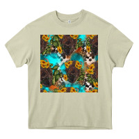 Mossy western bison and sunflowers seamless pattern Heavy Core Tee - HRA Design Shop