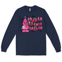 Navy pink christmas fa la la Long Sleeve Tee - MaliasSmallBusiness