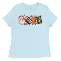 Baby Blue coffee cup santa cassette cookie Ladies Tee - FaDigitalArtStudio