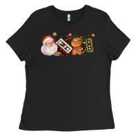 Black coffee cup santa cassette cookie Ladies Tee - FaDigitalArtStudio