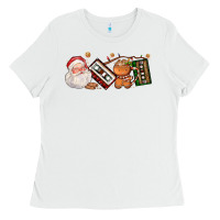 White coffee cup santa cassette cookie Ladies Tee - FaDigitalArtStudio