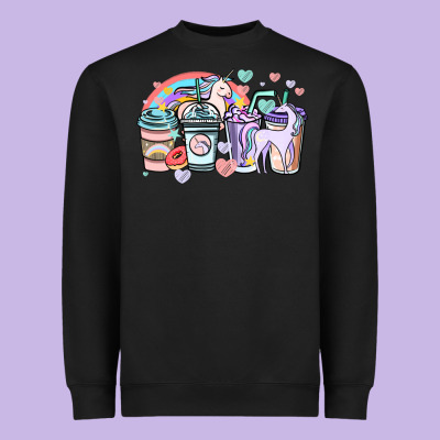 Unicorn Coffee Cups Heavyweight Sweatshirt Designed By Nancycooperartshop