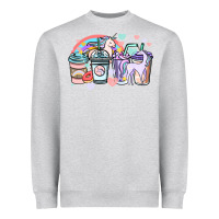Heather Grey unicorn coffee cups Heavyweight Sweatshirt - NancyCooperArtShop