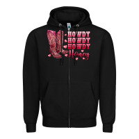 Black howdy howdy howdy honey with cowgirl boots Zipper Hoodie - RanaPortraitStore