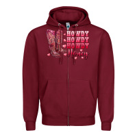 Burgundy howdy howdy howdy honey with cowgirl boots Zipper Hoodie - RanaPortraitStore
