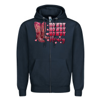 Navy howdy howdy howdy honey with cowgirl boots Zipper Hoodie - RanaPortraitStore