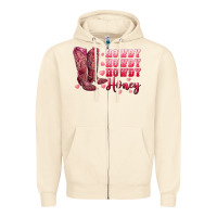 Sandshell howdy howdy howdy honey with cowgirl boots Zipper Hoodie - RanaPortraitStore