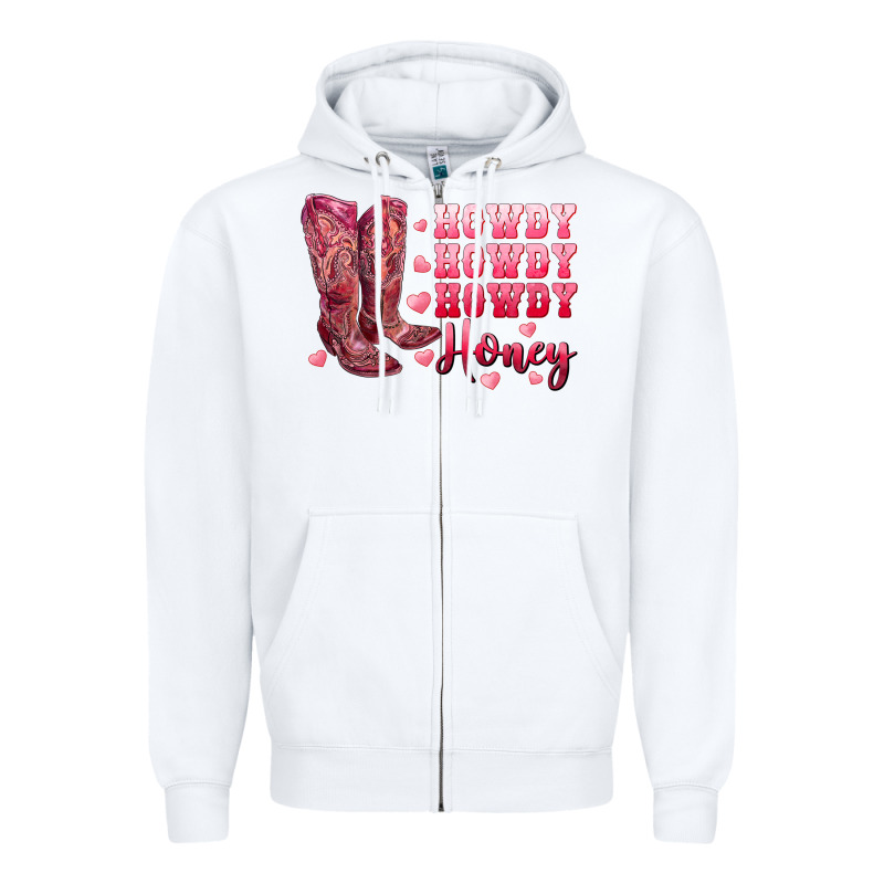 Howdy Howdy Howdy Honey With Cowgirl Boots Zipper Hoodie by RanaPortraitStore | Teevron